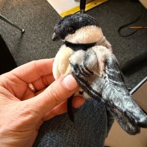 Folkmanis chickadee finger puppet Plush Bird Toy - Black and White
